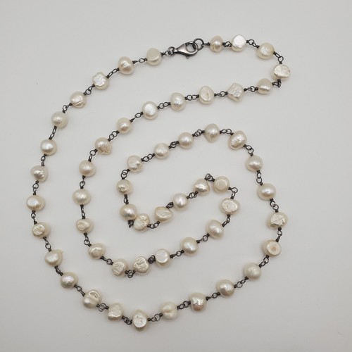 Retired Silpada FRESH CATCH N1368 Sterling Silver Freshwater Pearl 32" Necklace