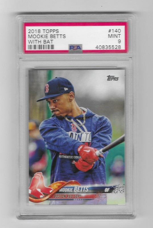 Mookie Betts 2018 Topps PHOTO VARIATION WITH BAT SP #140 Graded PSA 9 MINT HOT!!