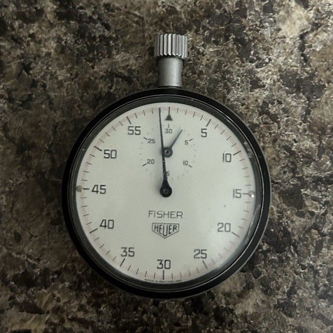 Heuer Analog Stopwatch Timer 60 Seconds Black Case White Dial