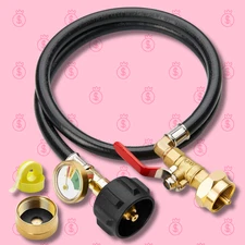 1LB To 20LB Propane Refill Adapter Extension Hose With Gauge On-Off Control 40''