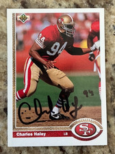 CHARLES HALEY HoF SAN FRANCISCO 49ers 1991 UPPER DECK CARD# 353 w/COA
