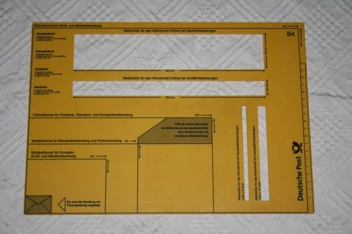 Deutsche Post Briefschablone Plastik stabil Alte Version Vintage Retro selten