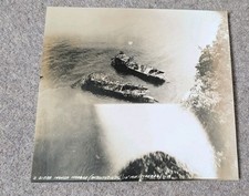 Large Original WW2 Aerial Photo Landing Craft At Hansa Harbour 1943 22 x 20cm