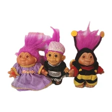  RUSS  Trolls, Lot Of 3,  Med Size, Vtg