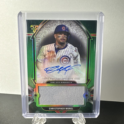 2024 Topps Triple Threads-Auto Jumbo Relic Emerald AJR-MOR Christopher Morel /50