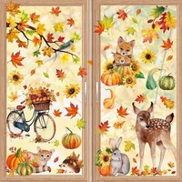 Fensterbilder Herbst Selbstklebend 68 StüCk Deko AhornbläTter KüRbis Tiere