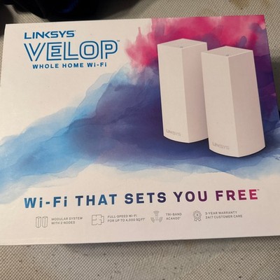 Linksys Velop Whole Home WiFi Mesh AC4400 Coverage 4000 SQ Ft Tri-Band 2-Pack