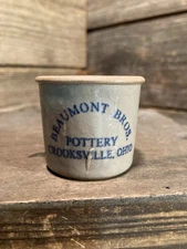 Beaumont Bros. Pottery 1.5" Stoneware Salt Glaze Mini Crock Crooksville, Ohio