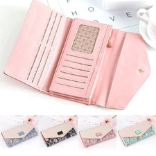Women's Long Envelope Clutch Wallet Leather Card Holder Money Purse Handbag Gift