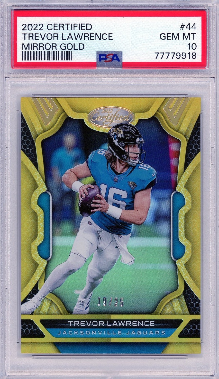 2022 Panini Certified Trevor Lawrence Mirror Gold (19/25) #44 PSA 10