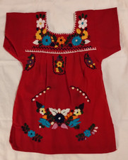 Toddler Mexican FIESTA ON MAIN Brand Embroidered Red Dress Cotton Dress Size S