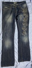 Jeans D&G Dolce & Gabbana W30 bootcut ricamo strass look usato Italia