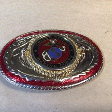 Vintage Belt Buckle USMC United States Marine Corps Logo Eagle Globe Anchor