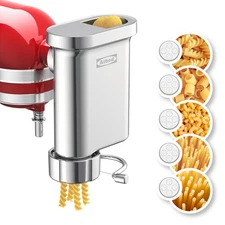 Metal Pasta Press Attachment Stand Mixer, 5 Plates, Spaghetti Fusilli Macaroni