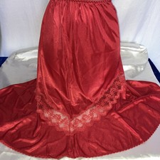 St Michael Vtg Waist Slip Red Silky Satin 10-12 Glam Lacy W24-30” gorgeous 