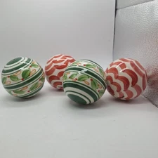Set Of 4 Kate McRastic Ceramic Decore Balls