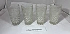 ANCHOR HOCKING WEXFORD Diamond Clear Tumbler Vintage Pressed Glass Drinking Cup
