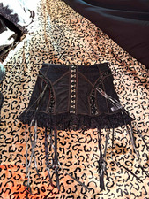 Current Mood Black Underbust Corset Lace Ruffle Garters Strapless S