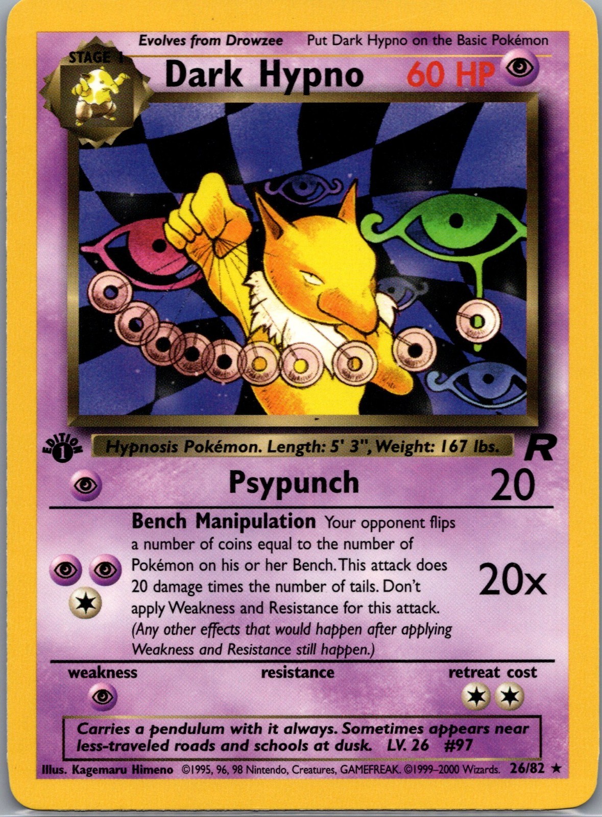Dark Hypno (26)  1st edition Rare Team Rocket 26/82 NM
