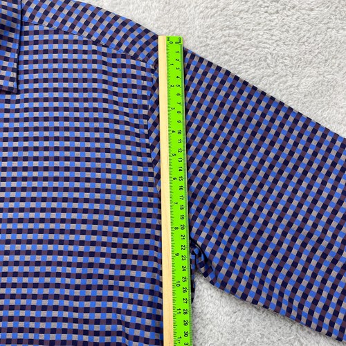 Bugatchi Uomo Designer Shirt Men's L Tailored Luxe Check Cotton Spread Collar - Picture 8 of 17