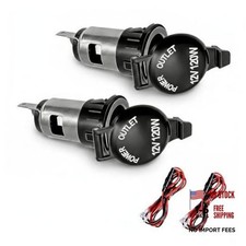 2 Pack Cigarette Lighter Socket, DC 12V 10A Waterproof Power Outlet Socket