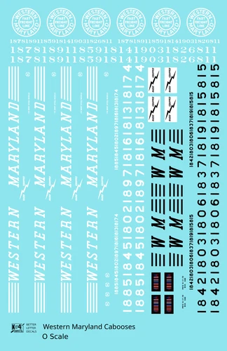 K4 O Scale Decals Western Maryland Caboose Black and White