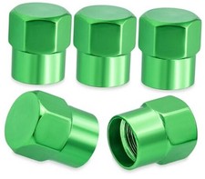 5PCS Car Tire Valve Stem Caps, Aluminum Alloy Dustproof Wheel Valve 5 pcs Green