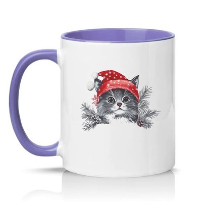 Weihnachten Katze Unisex 11 Unzen Keramiktasse Katzenliebhaber Geschenk für Sie & Ihn