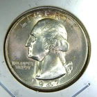 1947 P ** Washington Quarter ** Beautiful Color ** Superb Gem BU ** Album Toned