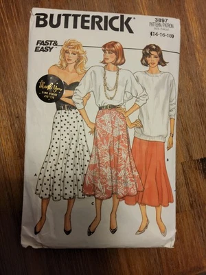Butterick Pattern #3897 Skirts Size 14, Cut At 14 Circa 1986 - image 1 of 3
