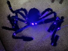 Giant Halloween Spider Decoration LED Light up Black Hairy Spider Yard HomeDecor