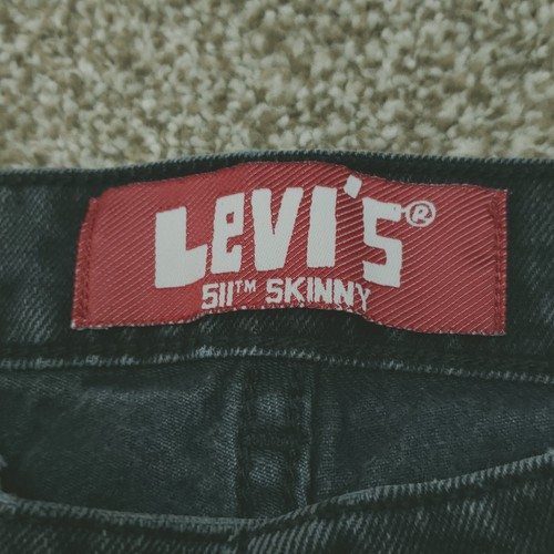 Levis 511 SKINNY Jeans Boys 12 Reg 26x26.5 Black Gray REDTAB Gentle Use - Picture 6 of 23