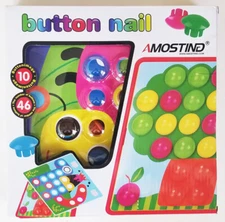 AMOSTING color matching BUTTON NAIL mosaic EARLY LEARNING pegboard TOY ages 2+
