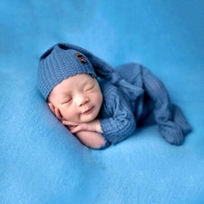 Newborn Boy Outfit Photography Baby Infant Photo Prop Sleeping Hat  Suit 2 Pcs