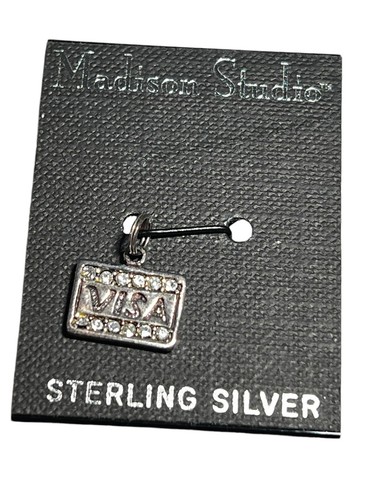 Madison Studio Sterling Silver Charm For Bracelet Visa Credit Card Rhinestones - Picture 3 of 5