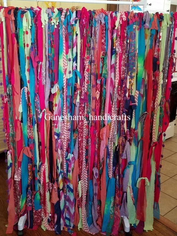 100 Strands, Bohemian gypsy rag Window Bohemian Valance Indian Backdrop ...