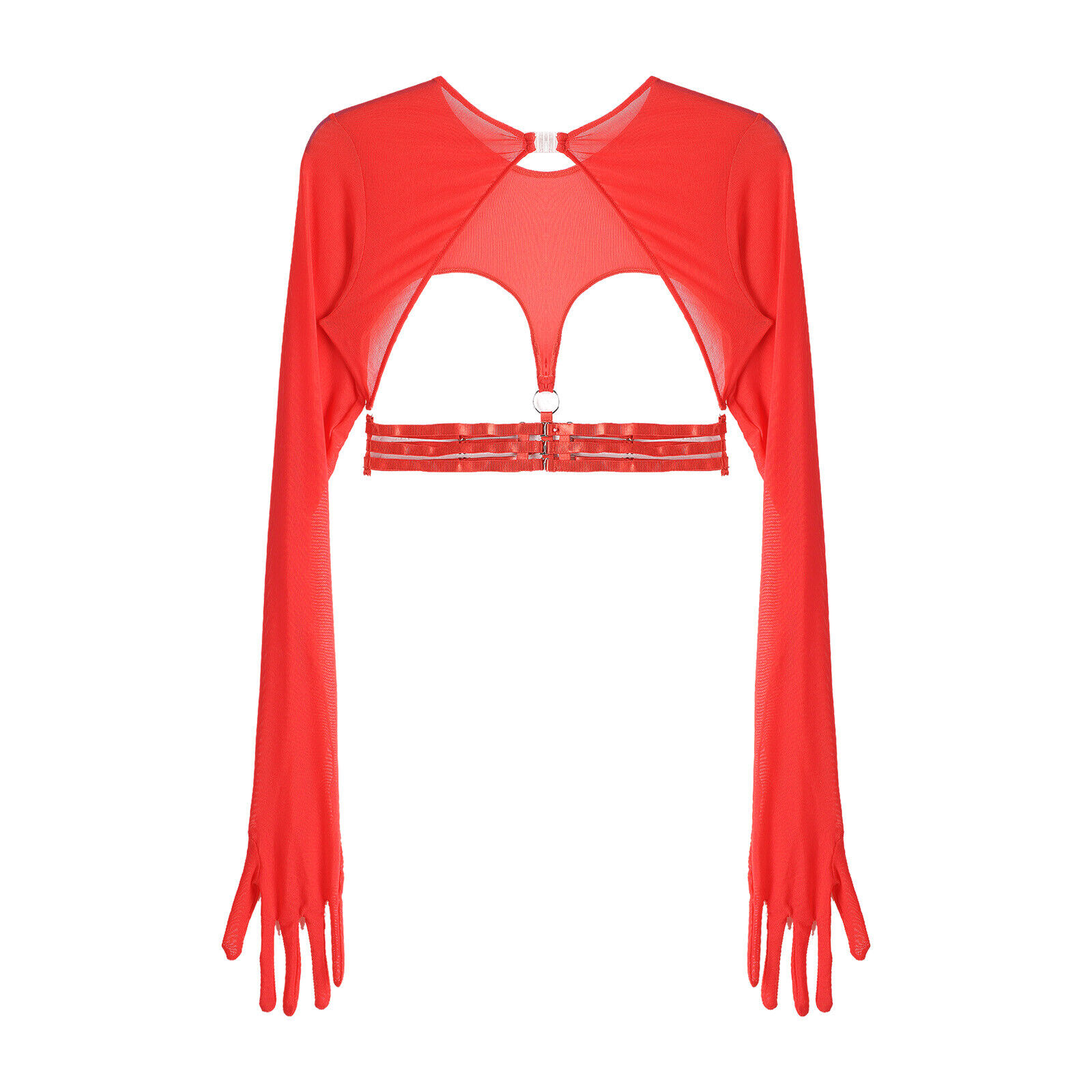Women's Crop Tops Casual Blouse Long Sleeve Shrug Workout T-shirts Pool Outwear - Picture 72 of 75
