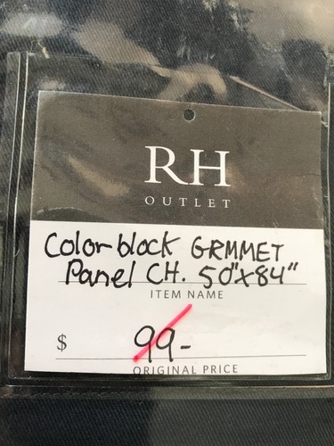 $99 Restoration Hardware Colorblock Cotton Drapery Panel Graphite/Indigo 50x84 - Picture 3 of 12