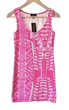 BNWT TOPSHOP Tie Dye Dress - Size 10 Pink Tribal Batik 90s 00s Old Label Stretch