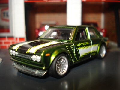 1971 DATSUN BLUEBIRD 510 SEDAN CUSTOM EDITION 1/64 HW GREEN  COOL WHEELS ADDED