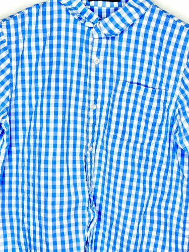 Spring & Gege Gingham Button Up Shirt Boys Size XL 11-12 Long Sleeve Blue White - Picture 3 of 4