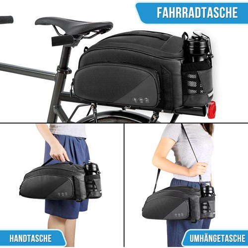3in1 Fahrradtasche für Gepäckträger Rucksack, Packtasche Wasserdicht 12L E-Bike - Bild 2 von 12