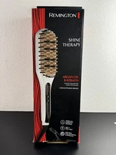 REMINGTON SHINE THERAPY HAIR STRAIGHTENER BRUSH CERAMIC HEAT SETTINGS - WHITE