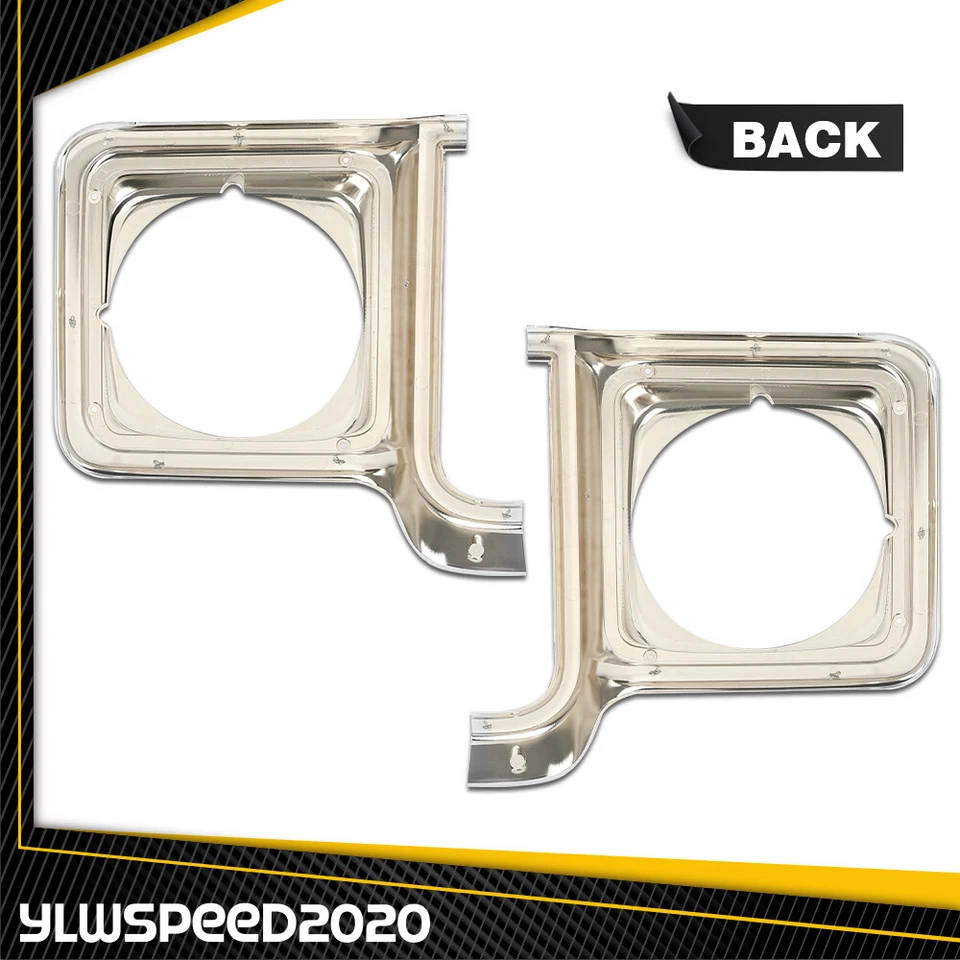 Fit For 1973-1978 Chevy GMC C/K Pickup Truck Silver Headlight Trim Bezel Pair Foto 3 de 4