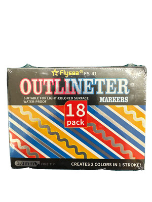 Flysea Outlineter Markers 18pack 1.0mm tip Highlighter Waterproof Silver Middle