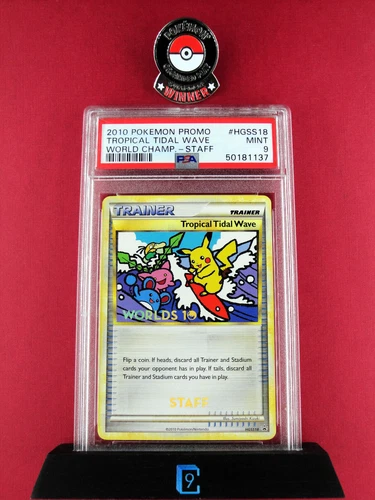 🔥 2010 STAFF TROPICAL TIDAL WAVE 🔥 | World Pokemon Promo | HGSS18 | PSA 9 MINT
