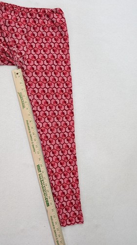 LuLaRoe Girls Leggings One Size Red Pink Heart Geometric Print Stretch - Picture 10 of 16