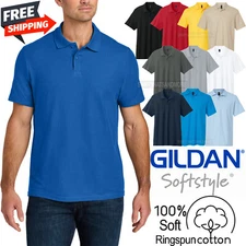 Mens 100% Soft Ringspun Cotton Gildan Pique Polo Classic Fit S-4XL NEW!