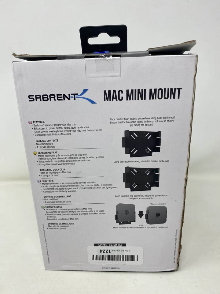 Sabrent Mac Mini VESA Mount / Wall Mount / Under Desk Mount [BLACK] (BK-MABM) - Image 3 of 3