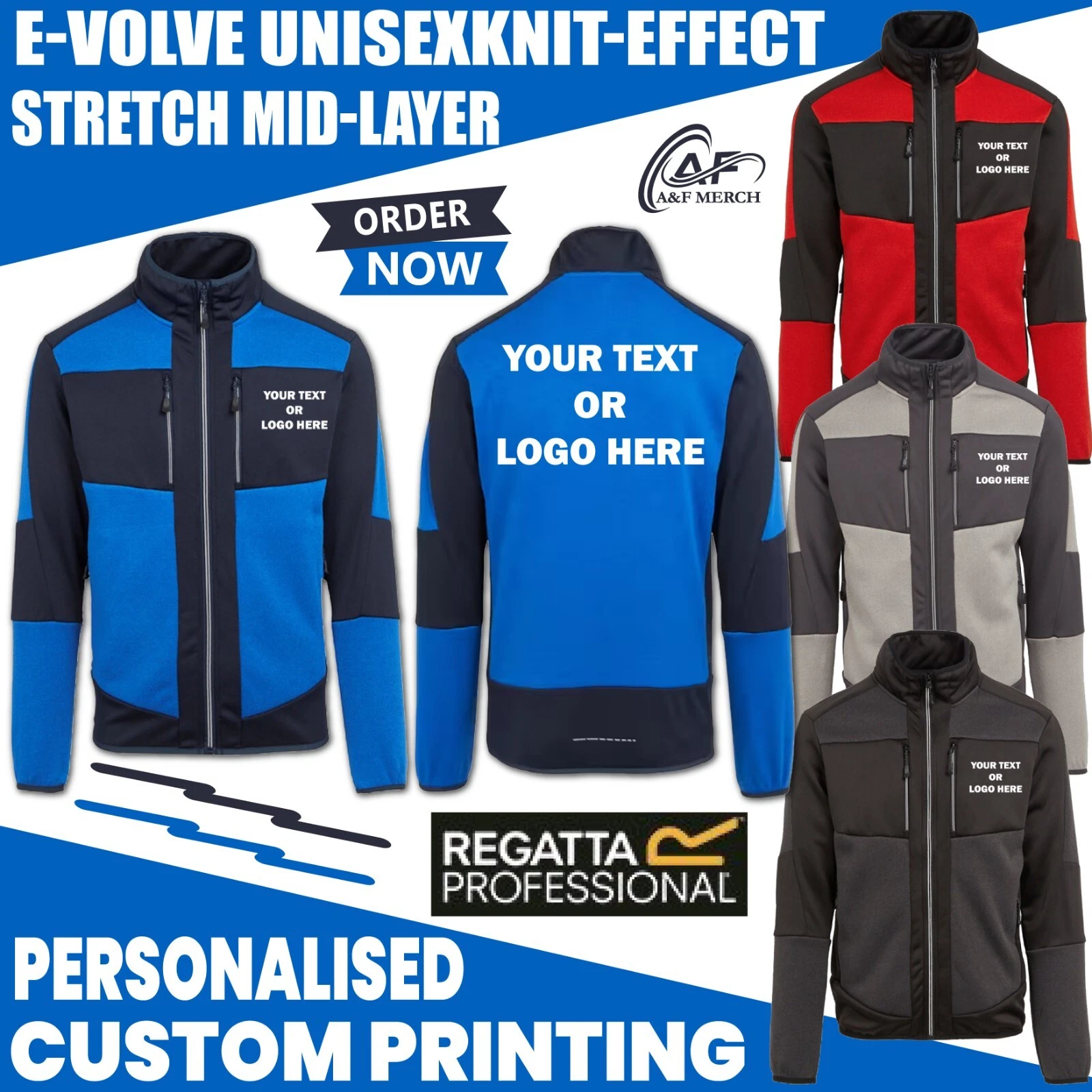 Personalised Printed Regatta E Volve Stretch Mid Layer Workwear Jacket RG545
